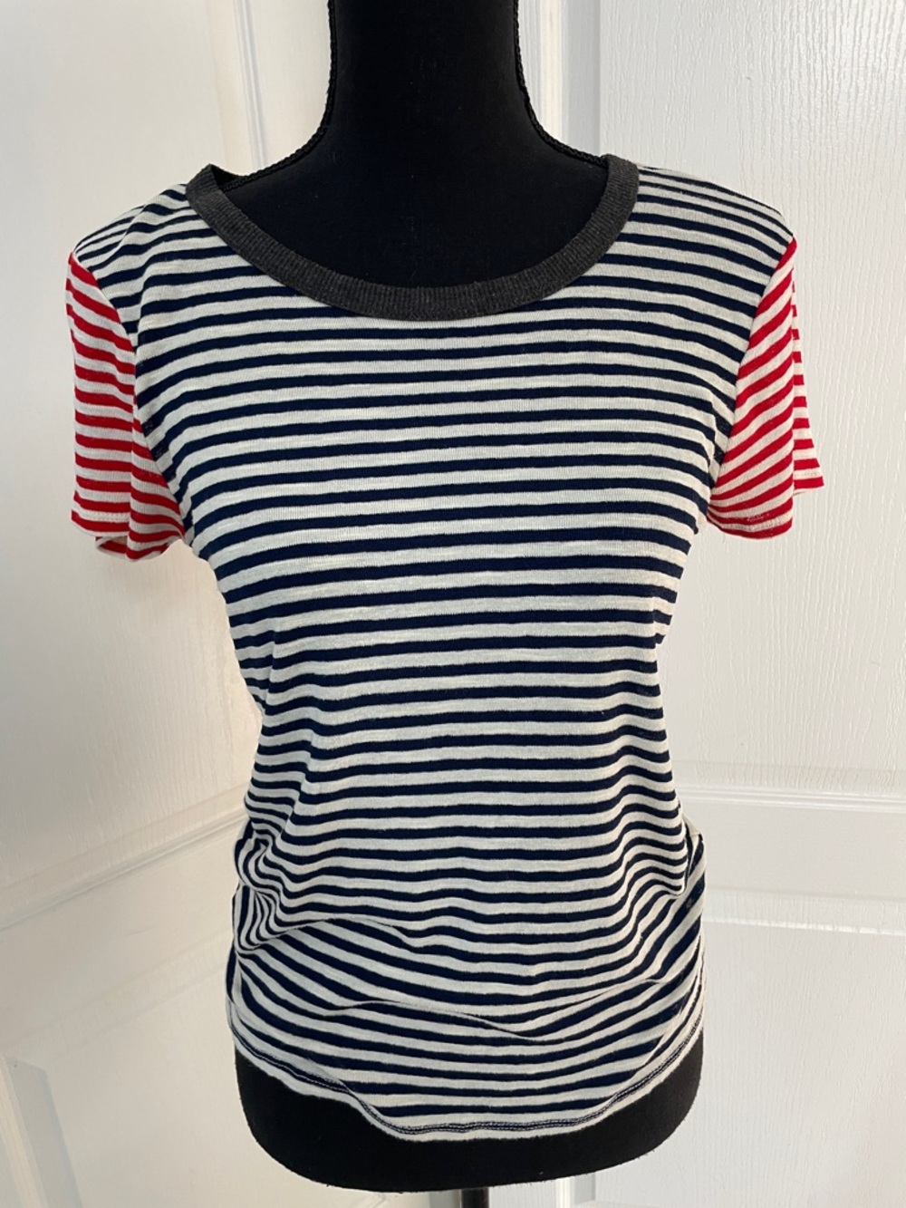 Madewell top tee Tshirt preppy stripes M red blue white Breton yacht beach